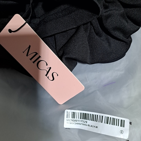 #074 Sz M MICAS * Flower Ruffle Black Dress with Black Accents - Micas - Picture 10 of 11